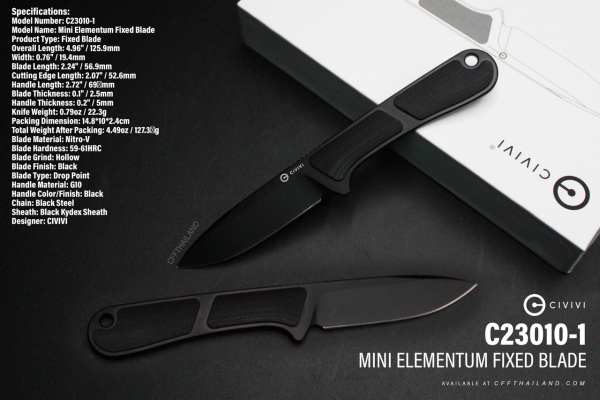 C23010-1 Mini Elementum Fixed Blade