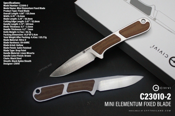 C23010-2 Mini Elementum Fixed Blade